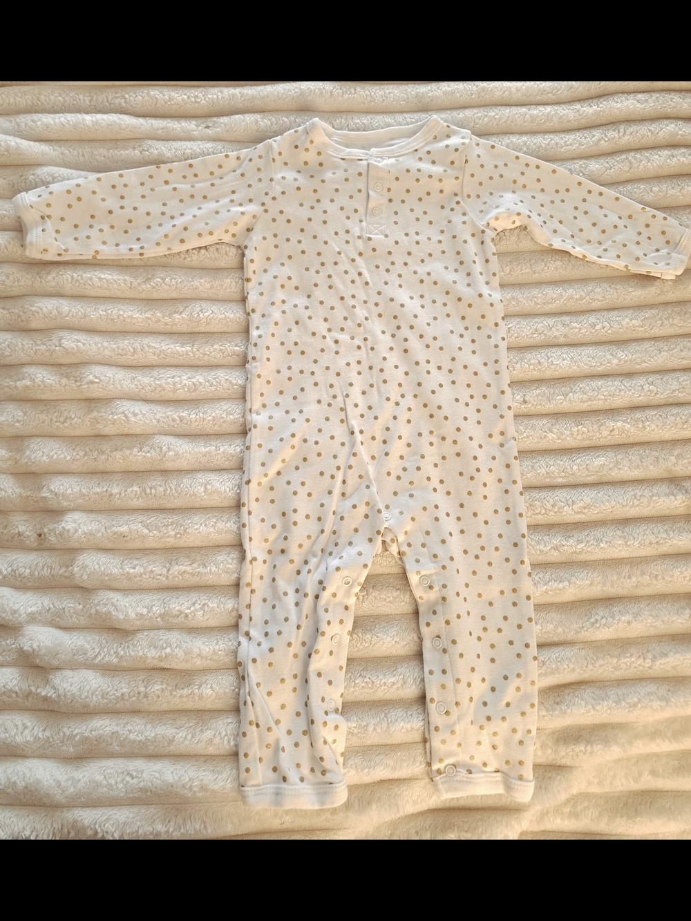 Hudson Baby Gold Dot Snaps Cotton Coverall Pajamas Size 18M